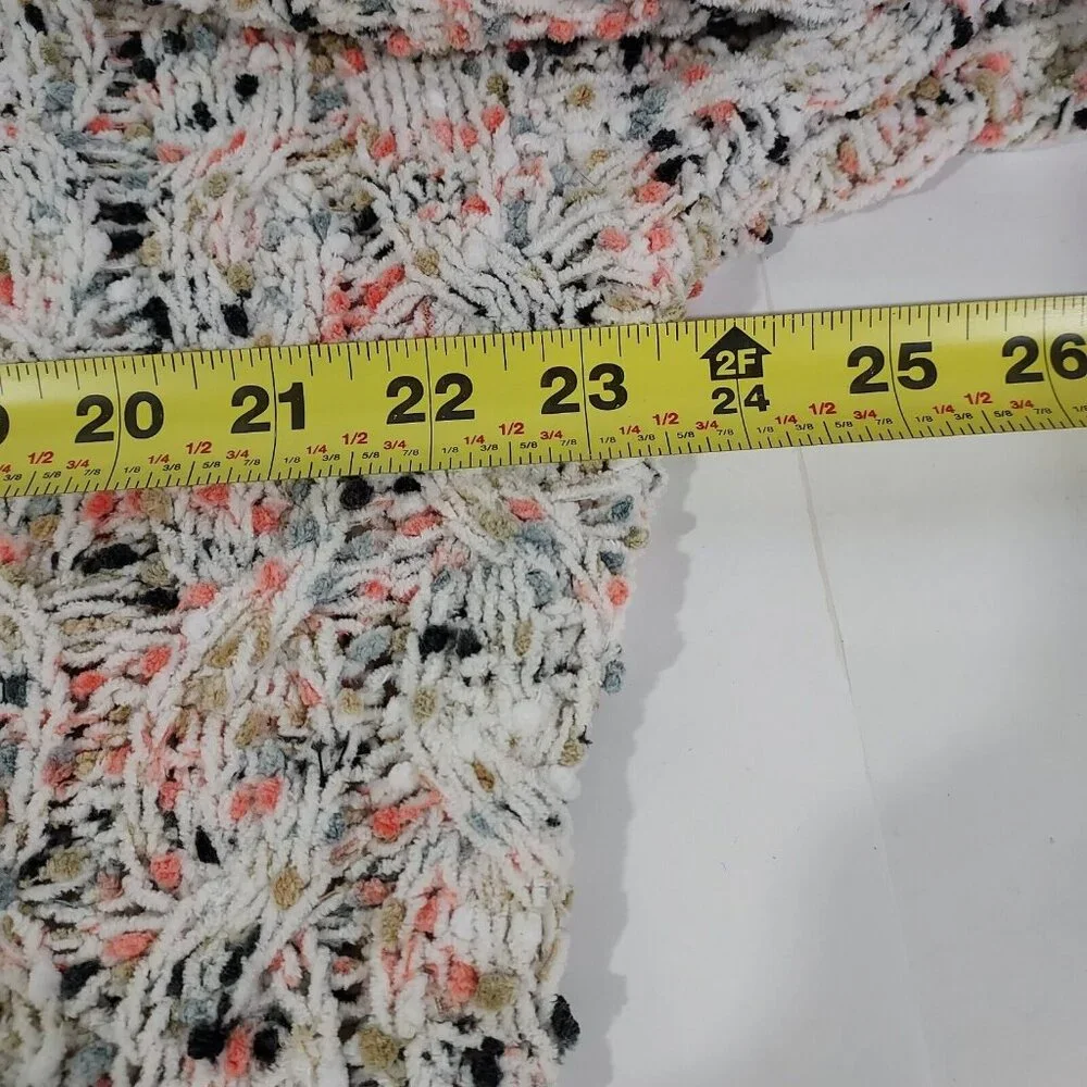 Jessica Simpson White Confetti Multi-Color Cropped Knit Sweater Ribbed Cuff Larg - Picture 4 of 14